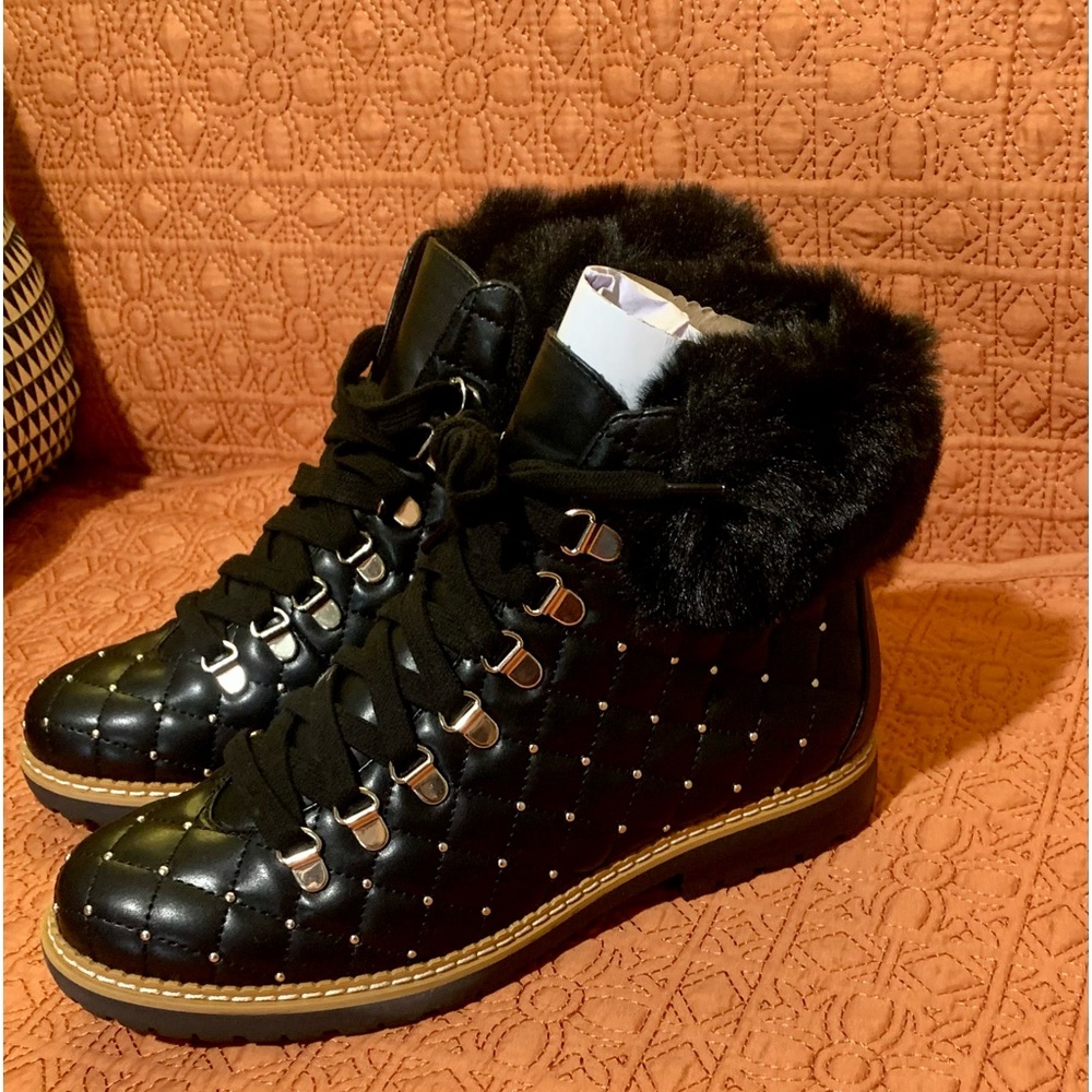 🍀 Inc Women's Pravale Lace-Up Lug Sole Hiker Bling Booties🍀#3NC